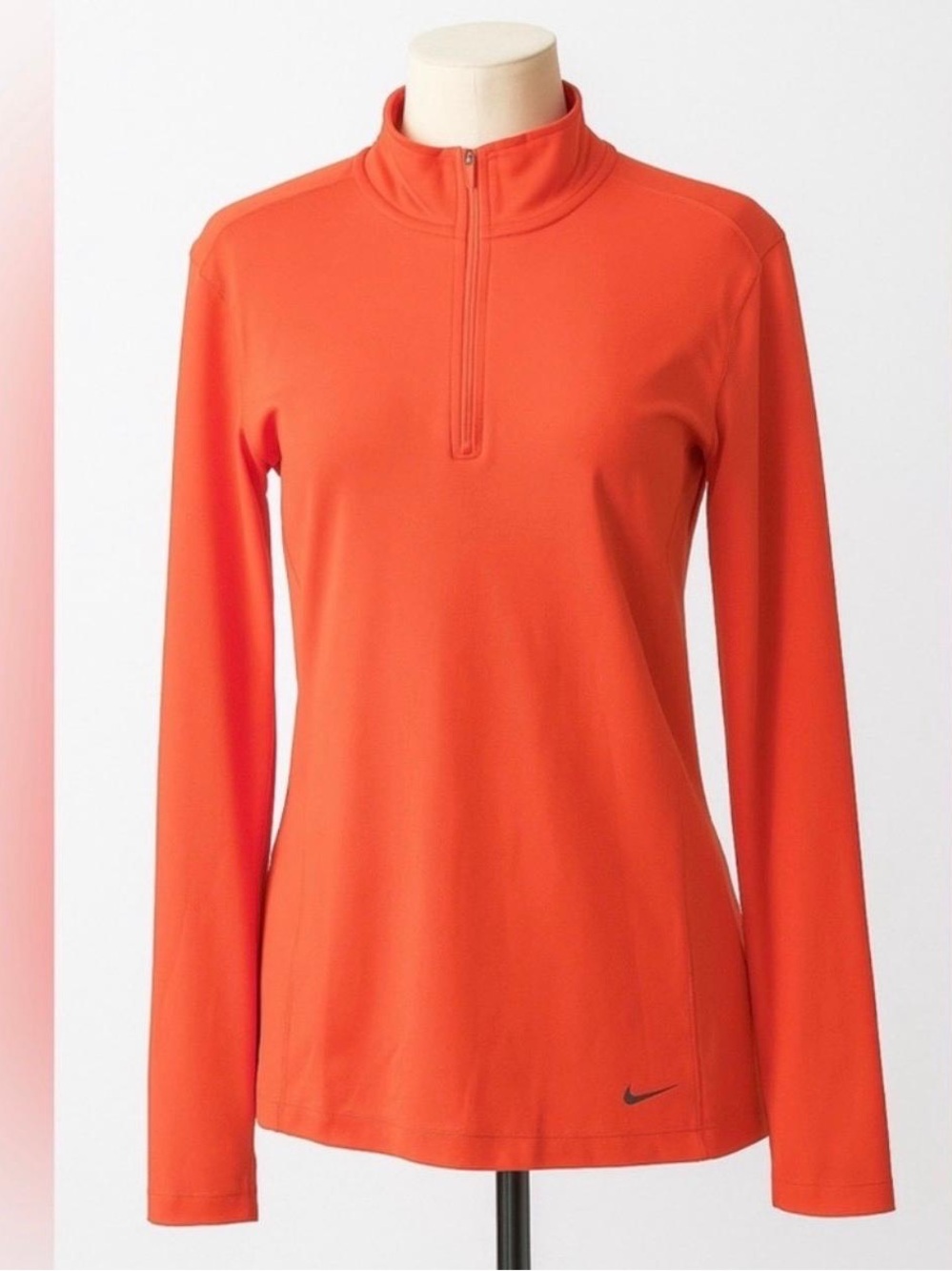 Nike Women's Bright Orange Half-Zip Long Sleeve Top